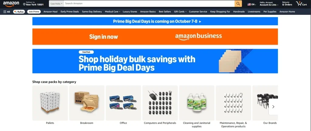 How to Sell on Amazon in 2026: The Complete Revolutionary Guide to Building Your Empire 13 Amazon business homepage with bulk savings advertisement