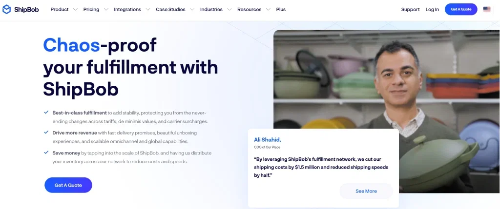 12 Best 3PL Companies for Ecommerce 2026 4 Shipbob home page screenshot