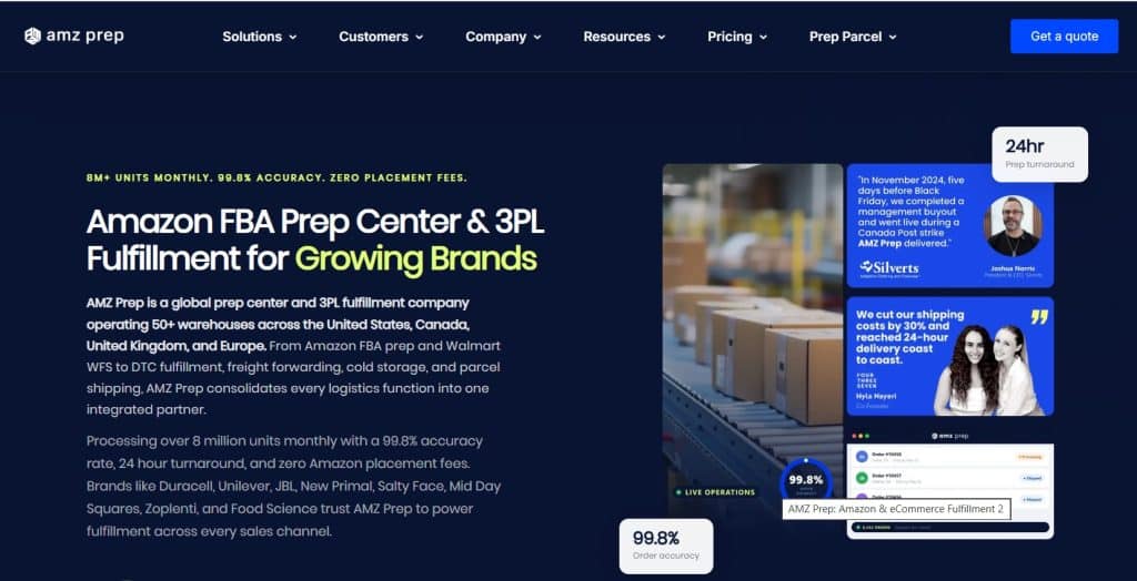 12 Best Shopify 3PL Fulfillment Companies in 2026 (Ranked) 3 Amz prep website homepage