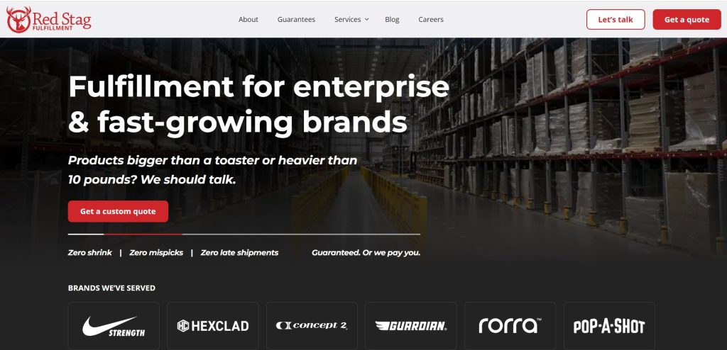 12 Best Shopify 3PL Fulfillment Companies in 2026 (Ranked) 8 Red stag website homepage