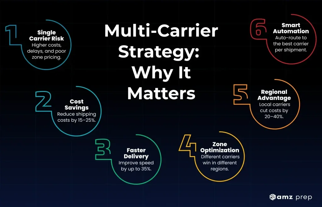 eCommerce Shipping Best Practices for 2026 5 Expert multi-carrier shipping strategy benefits infographic