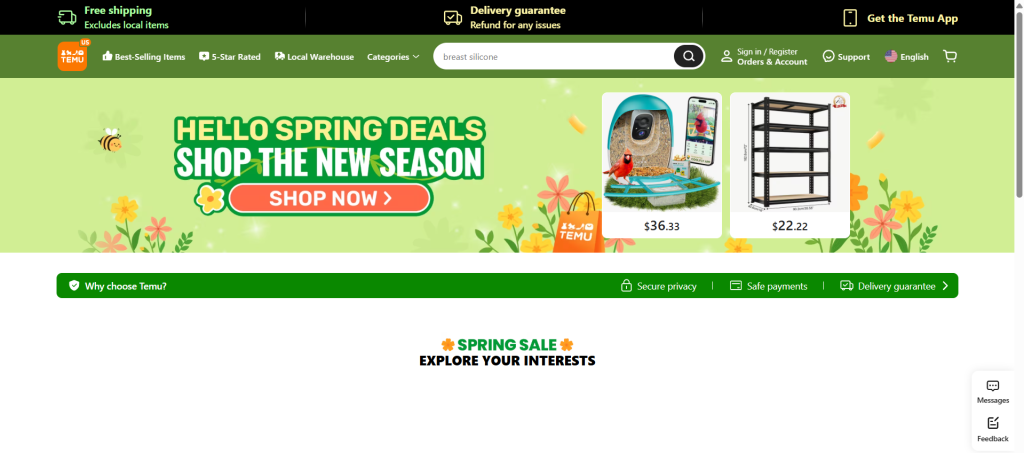 Top Amazon Competitors Worldwide in 2026: What Every Ecommerce Seller Needs to Know 24 Temu home page
