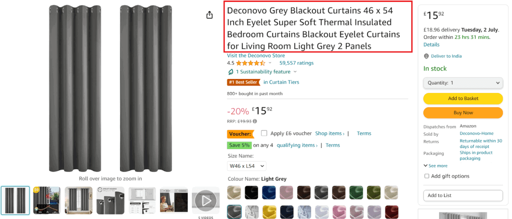 4 Product title in amazon sample