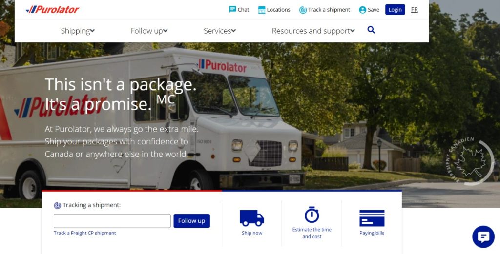 Top 10 Delivery Companies in Canada: 2026 Comparison 4 Purolator homepage