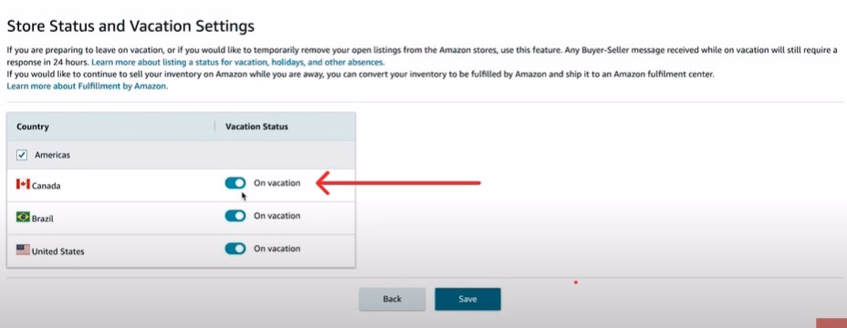 Amazon Seller Vacation Settings: Automate Your FBA Business for Worry-Free Time Off 8 Vocation mode enabling multiple country region