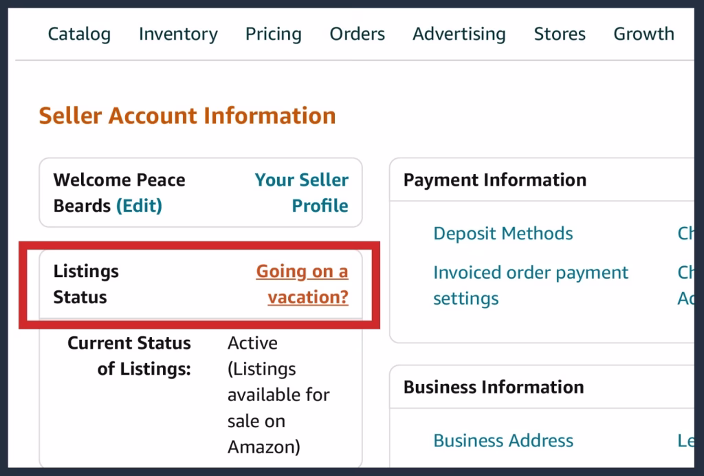 Amazon Seller Vacation Settings: Automate Your FBA Business for Worry-Free Time Off 3 Amazon vocation mode setup in seller portal
