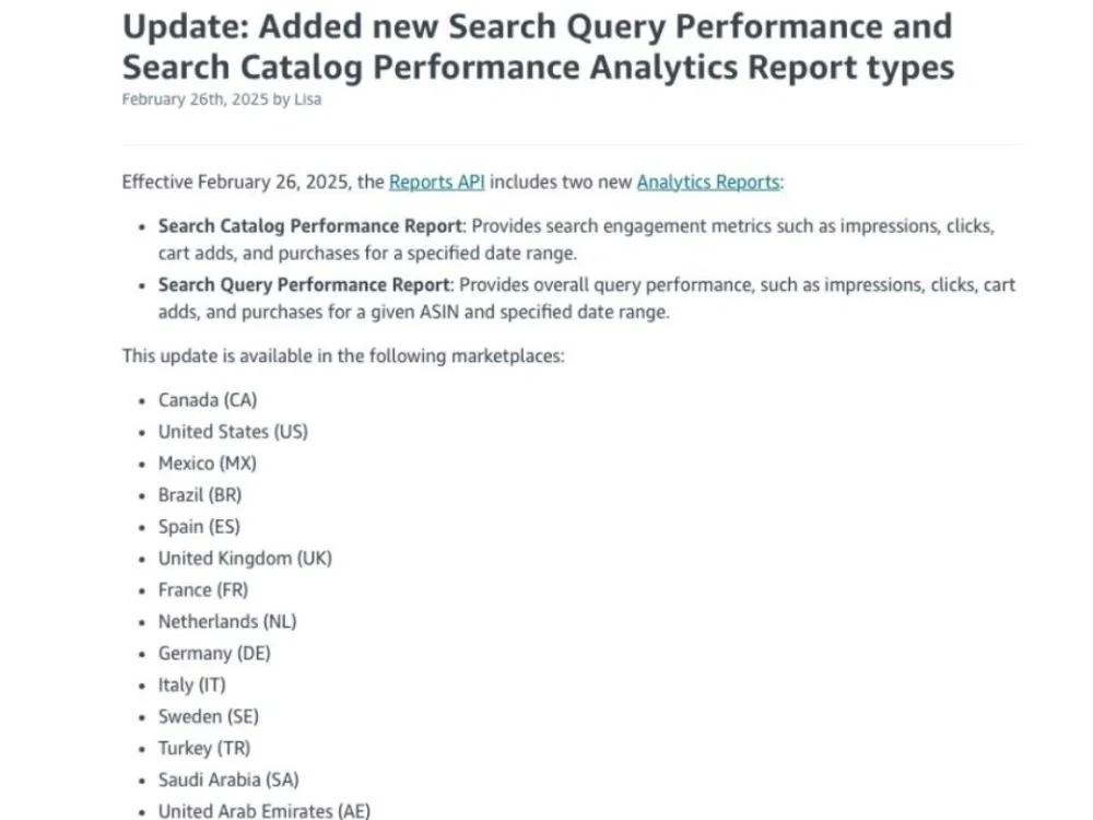 Amazon Sellers, Take Note: February 2025’s Must-Know Updates 7 Amazon makes search query and catalog performance available via api