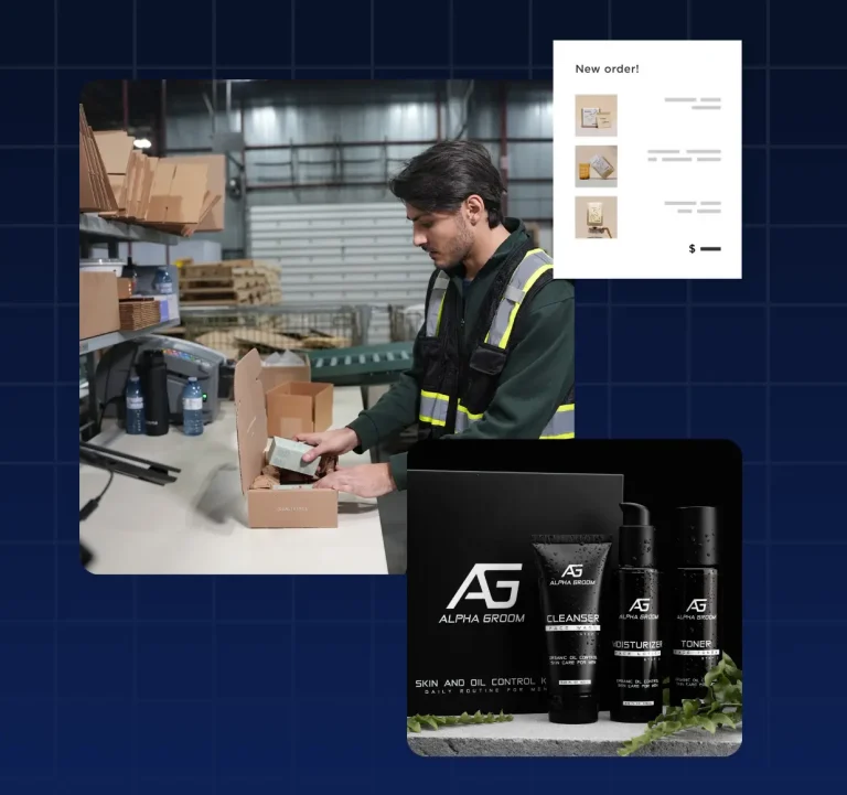 Amz prep fba prep center worker processing amazon inventory with labeling equipment