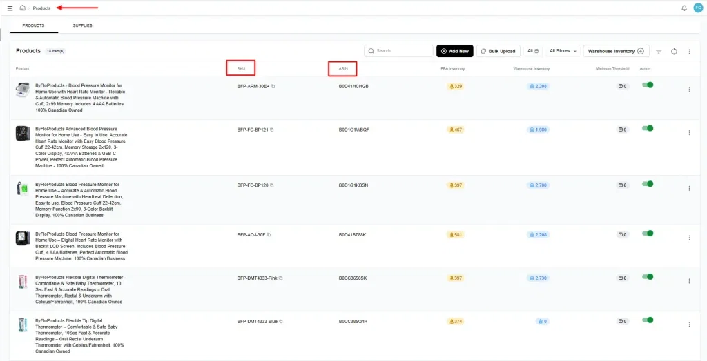 How AMZ Prep’s Navigate Platform Handles 10K+ Orders/Month with Same-Day Processing? 3 Product information dashboard