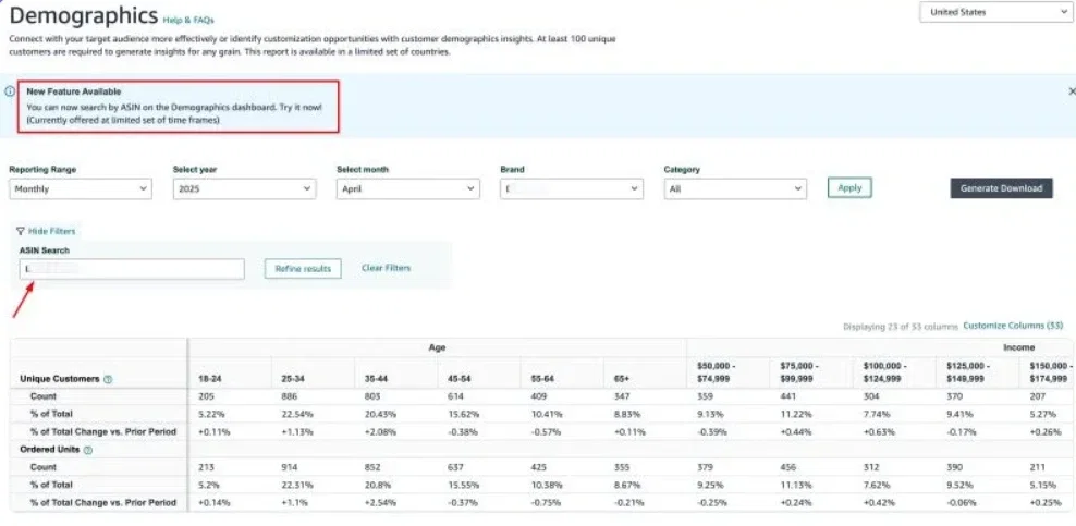 Amazon Updates for Seller - May and June 2025 12 Demographic intelligence: asin-level shopper analytics
