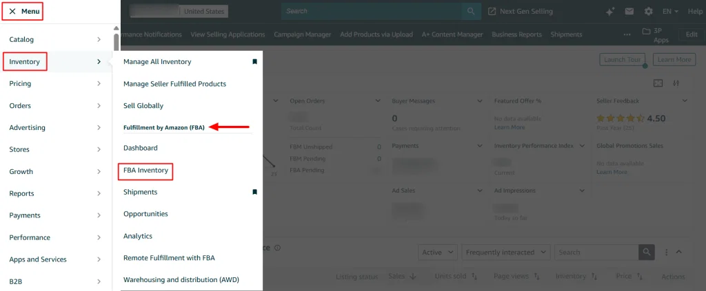 Amazon Low Inventory Level Fee: What Sellers Need to Know in 2026 4 Select fba inventory from menu