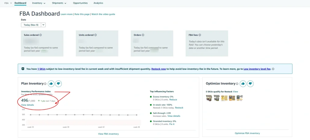 Maximize Your Amazon's Inventory Performance Index (IPI) Score: The Ultimate Guide in 2026 4 Ipi score dashboard view