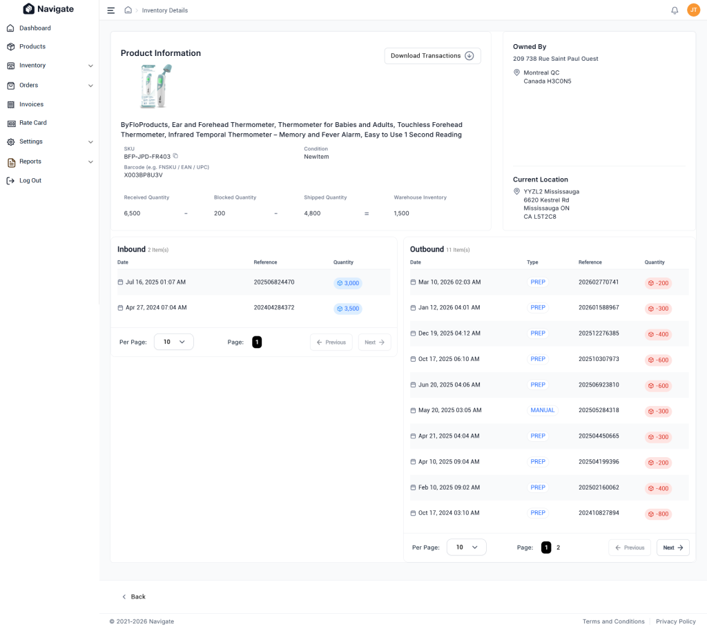 Navigate April 2026: Latest Product Release 4 In & out report per sku