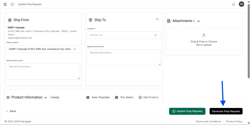 Navigate May 2026: Latest Product Updates 5 Generate prep request in navigate
