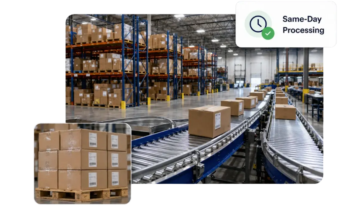 Amz prep fulfillment center in london ontario processing ecommerce orders for amazon fba and shopify brands