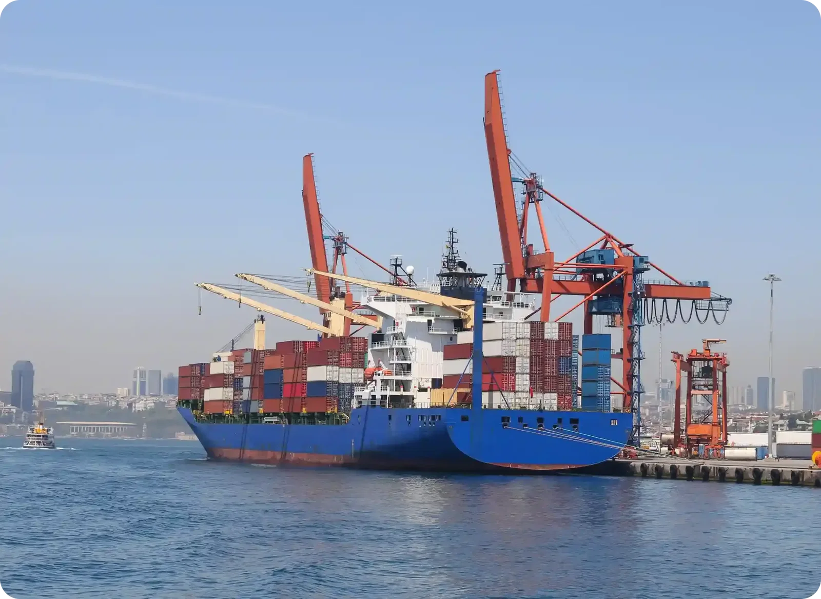 Ocean freight containers at port terminal ready for shipping to us and canada fulfillment centers