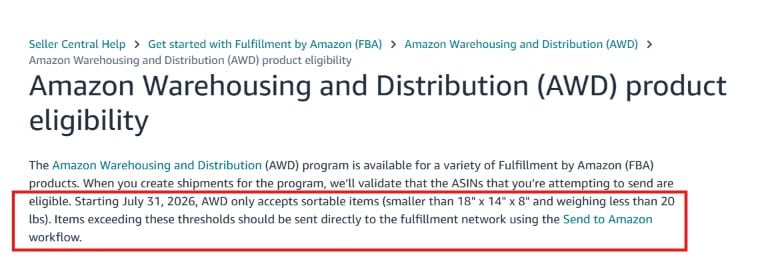 Amazon AWD Now Accepts Sortable Items Only: What Changed on July 31, 2026 3 Amazon awd now accepts sortable items only
