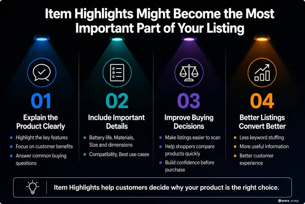 Amazon Changed the Rules Again. Here's What I Think Sellers Should Actually Pay Attention To 4 Amazon item highlights improve product listings and conversions.