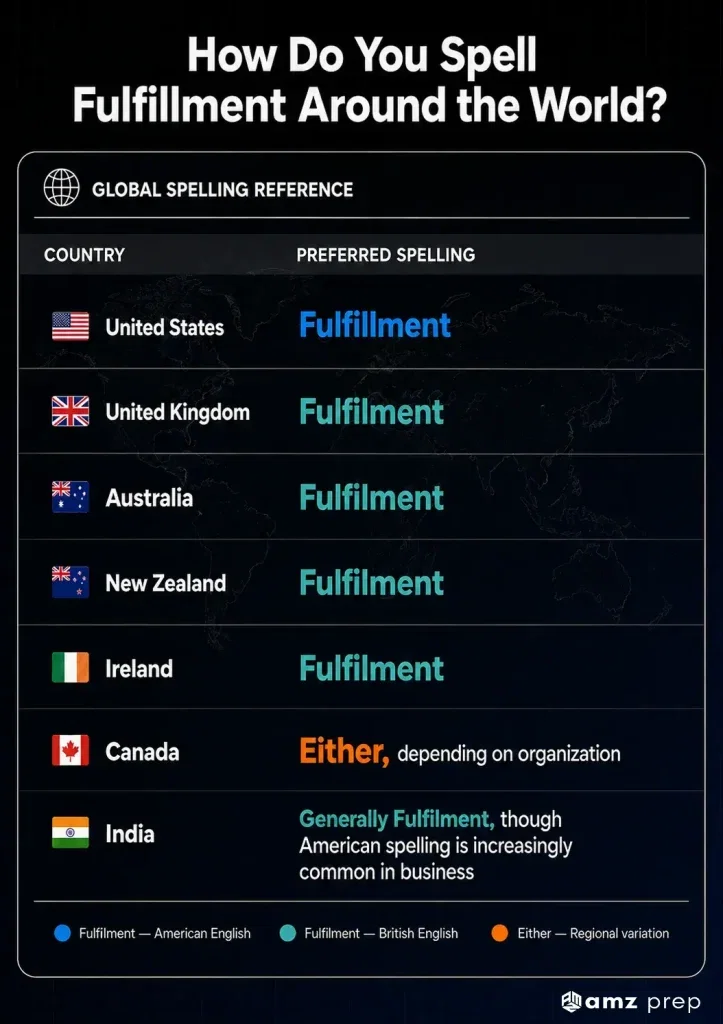 Fulfillment vs Fulfilment: Which Spelling Is Correct? 4 Global fulfilment spelling by country.
