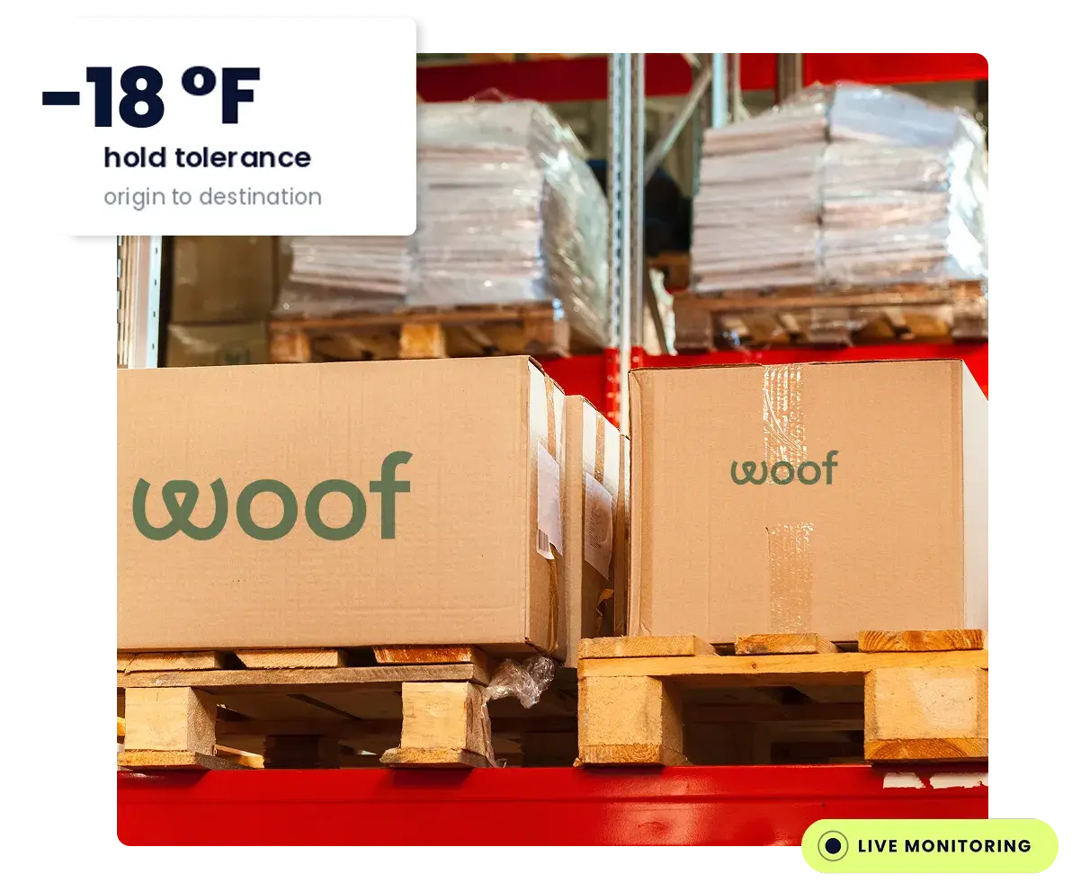 Temperature-controlled pet food storage and packing bench at an amz prep warehouse