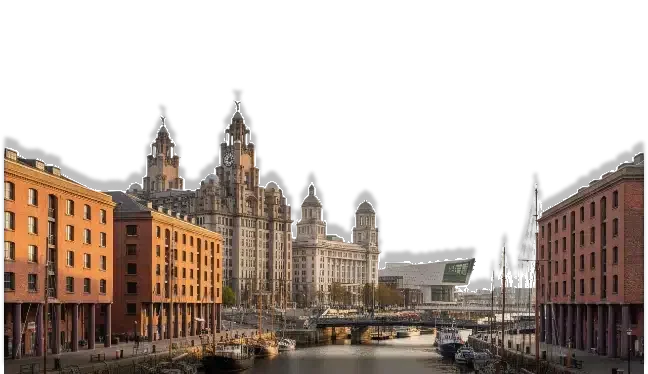 Liverpool waterfront skyline, served by amz prep from its wallasey fulfillment center across the mersey
